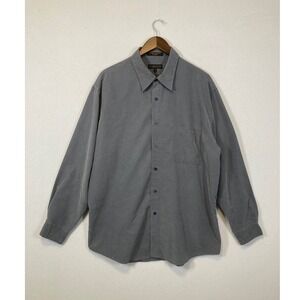 Lord & Taylor Metropolitan Shirt Mens Large Gray Long Sleeve Sueded Rayon Blend